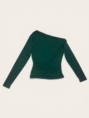 Abercrombie & Fitch Off-Shoulder Long Sleeve Top - Forest Green Size Small NWT
